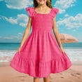 thumbnail image 2 of YOUYEDIAN Princess Dress Up for 3 Year Old Girls Casual Party Square Neck Dress Backless Flutter Sleeve Toddler Dress 2025 Summer Hot Pink a Line Dress,Hot Pink 3-4 Years, 2 of 6