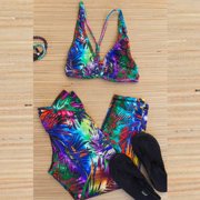 BREATHE Color Swirls Comfortable Stylish Legging (Hawaiian Palm, L)