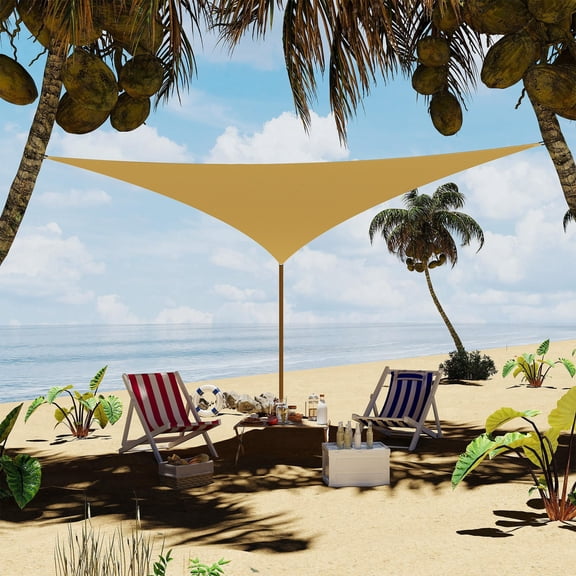 Senfot 16'x16'x16' Triangle Sun Shade Sail UV Block Outdoor Canopy for Patio Deck Garden Backyard Sand