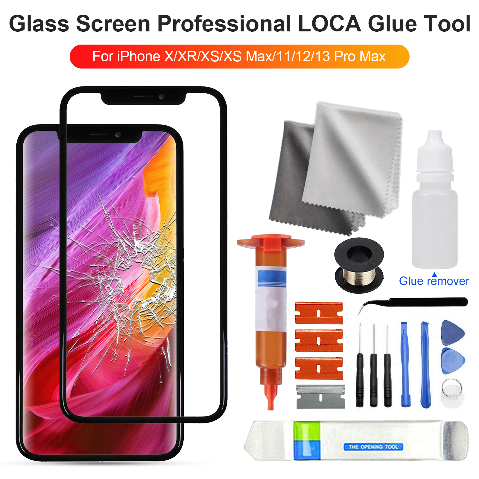 Anvazise Glass Screen Professional LOCA Glue Tool Tempered Glass External Front Touch Screen Repair Parts for iPhone X/XR/XS/XS Max/11/12/13 Pro Max for iPhone XR