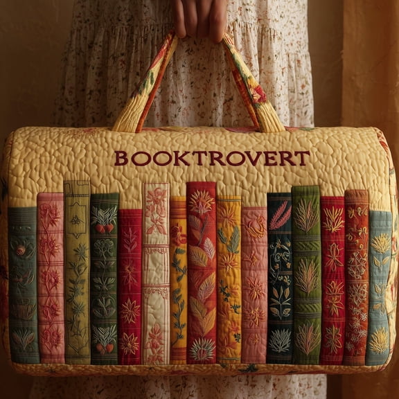 Booktrovert Quilted Duffle Bag, Quited Travel Tote Bag, Quited Weekender Travel Bag, Carry On Duffle