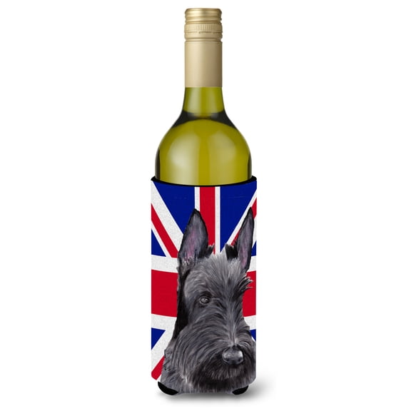 Carolines Treasures SC9843LITERK Scottish Terrier with English Union Jack British Flag Wine Bottle Hugger Wine Bottle
