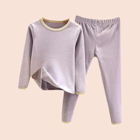 

Babysbule Toddler Baby Kids Winter Deals Boys Girls Solid Color Long Sleeve Thickening Home Wear Clothes Suit