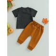 thumbnail image 4 of Wassery Baby Boys Halloween Outfit Pumpkin Print Short Sleeve T-Shirt and Elastic Pants Set 6M 12M 18M 24M 3T Toddler Summer Clothes Set 2PCS, 4 of 8