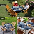 thumbnail image 4 of Navy Blue Ombre Feather Round Tablecloth for 45-54 Inch Tables, Fitted Table Cover with Elastic Edge, Modern Art Leaves Waterproof Outdoor Table Cloth Protector for Patio Garden Dinner Picnic, 4 of 9