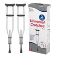 thumbnail image 1 of Muletas universales de aluminio Dynarex, para niños y adultos (de 1,40 m a 2,00 m), ajuste de altura con botón pulsador, axilas acolchadas y empuñaduras cómodas, capacidad de peso de 136 kg (300 lb),, 1 of 5