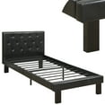 thumbnail image 4 of Benzara Faux Leather Upholstered Twin size Bed with tufted Headboard, Black, 4 of 5