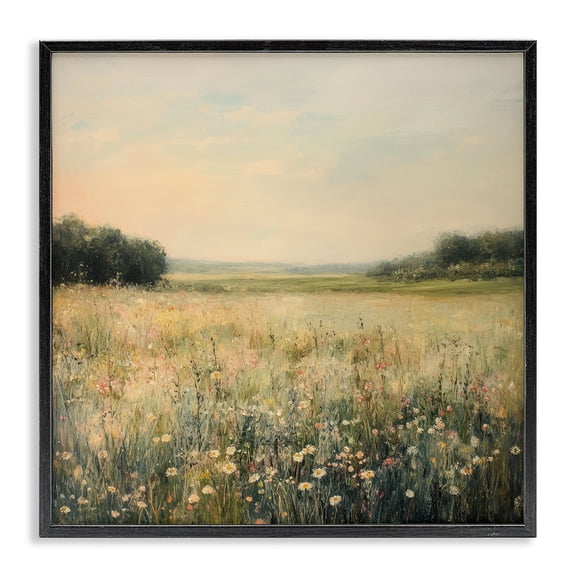 Stupell Industries Warm Wildflower Landscape Black Framed Giclee Art design by Petal Prints Design, 12 x 12