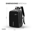 thumbnail image 2 of Mochila Antirrobos Para Laptop Backpack Candado Cargador Usb Gaon  Antirobo, 2 of 6