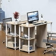 SHW Cyrus 38Inch Desk with 2 Sides Shelves, Maple