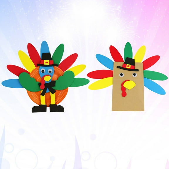 HINTRMENT 2Pcs Diy Crafting Materials Set Multi Colored Paper For Kids Thanksgiving Party Supplies
