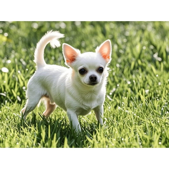 White Chihuahua Diamond Art 5D Diamond Painting DIY Kits Full Round Drill Beads by Number Stitch Handmade Arts and Crafts for Home Wall Living Room Bedroom Decor 12x16 inch / 30x40cm