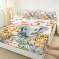 thumbnail image 3 of jejeloiu Zoo Tiger Zebra Twin Sheet Sets,Wild Lions Elk Twin Fitted Sheet,Colorful Rustic Flowers Flat Sheet For Kids,Breathable Home Decor,3pcs, 3 of 7