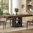 thumbnail image 6 of Timagebreze Farmhouse Dining Table for 4-6,55 Inch Table with Drawers & Wood Base for Kitchen,Black & Walnut, 6 of 8