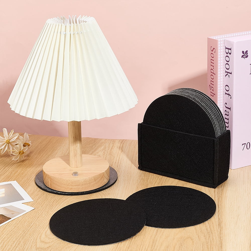 20pcs Felt Mats with Adhesive Back Flat Round Black 150x4mm DIY