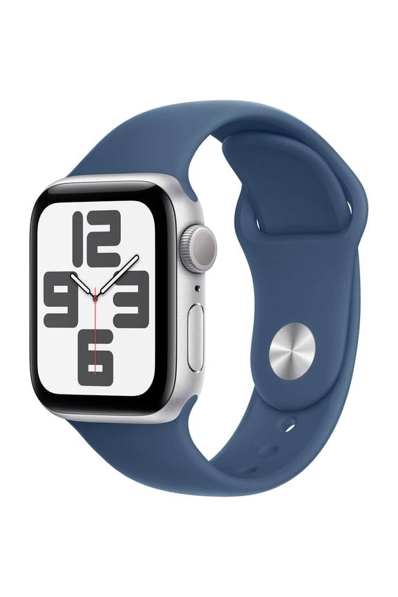 Pre-Owned Apple Watch SE (2nd Gen) [GPS 40mm] Smartwatch with Silver Aluminum Case with Denim Sport Band - S/M