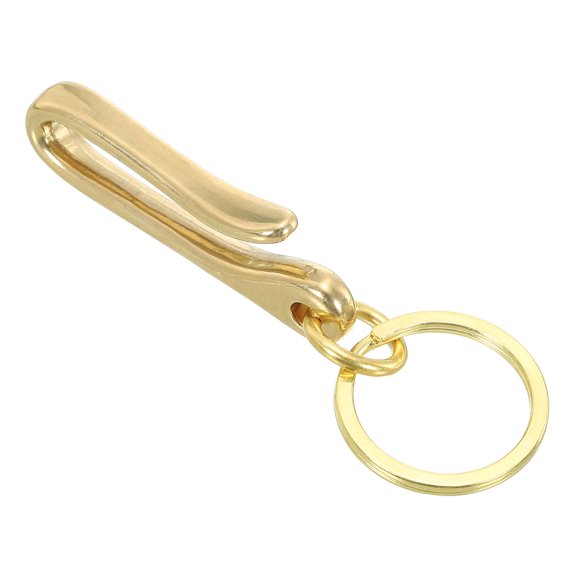 Uxcell U Shape Hook Keychain, 2.4" Solid Brass Belt Clip Fish Hook Keychain for Chain Pocket