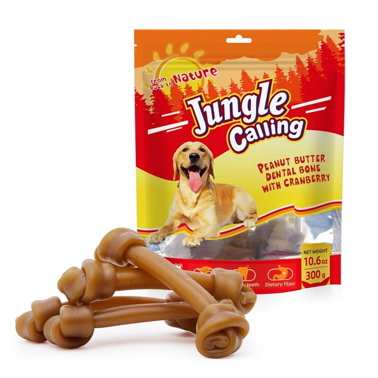 Jungle Calling Rawhide-Free Peanut Butter Dog Bone Chews, 4-Count photo 1