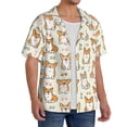 thumbnail image 4 of Naloa Cartoon Corgi Men's Loose Fit Cuban Collar Short-Sleeve Shirt with Button-down and Chest Pocket for Everyday Wear Outings - Medium, 4 of 7