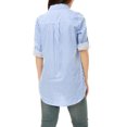 thumbnail image 3 of DARING DIVA Women's Button Down Long Sleeve Vertical Stripes Shirt 3XL Light Blue, 3 of 6