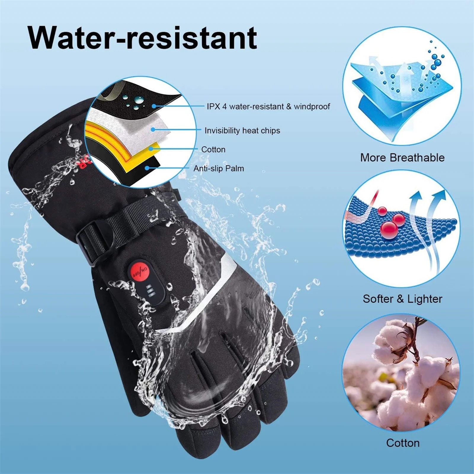 SAVIOR HEAT Heated Gloves Electric Rechargeable Battery Men Women 7.4V Heating Gloves Ski Motorcycle Work Snowboarding Hunting Hiking Camping Walking Arthritis Hands