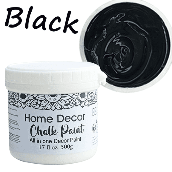 Black All-In-One Chalk Furniture Paint, Ultra Matte Multi-Surface Paint, 17 fl oz No Sanding Refinishing Paint for Cabinets, Wood & Home Decor