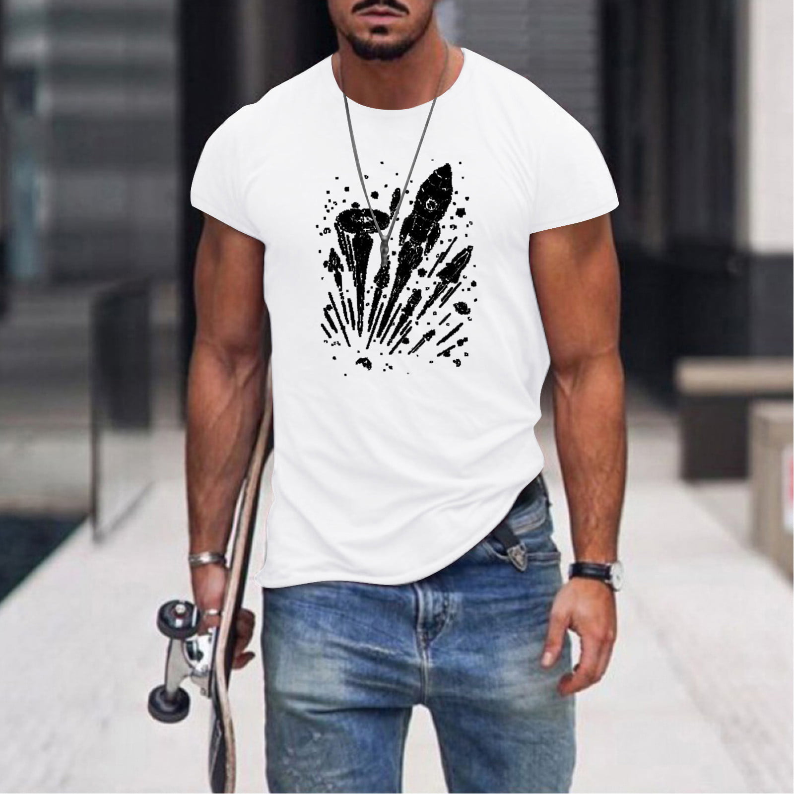 EA7 Cotton T-shirt With Logo in White for Men Mens Clothing T-shirts Short sleeve t-shirts 