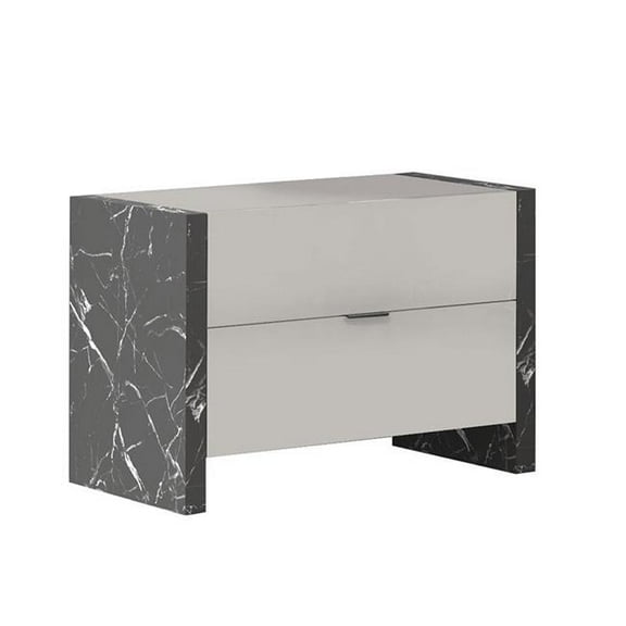 J & M Furniture 17455-NS 21.5 x 27 x 19.5 in. Stoneage Premium Night Stand, Grigio