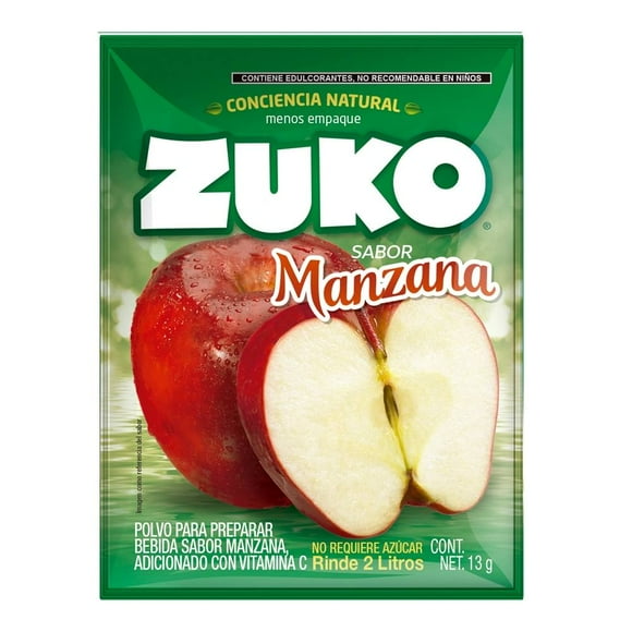 Bebida en polvo Zuko sabor manzanza 13 g