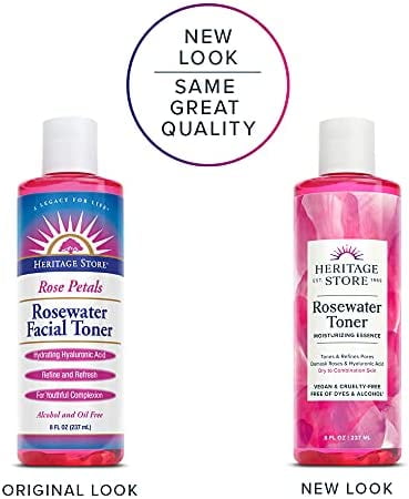 Heritage Store Rosewater Facial Toner w/ Hyaluronic Acid | Tones, Pores, Smooths Skin | Alcohol Free, Vegan (8oz) - Walmart.com