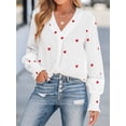 thumbnail image 3 of Cupshe Women's Embroidered Heart Gauze Smocked Cuffs Top, 3 of 5