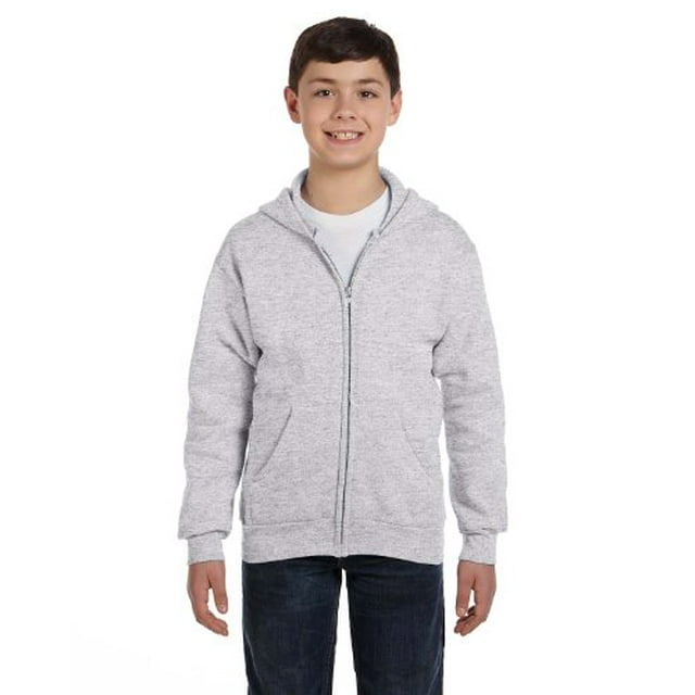 Hanes Comfortblend EcoSmart Chandail à Capuchon pour Enfants à Fermeture Éclair Complète Gris 6-8