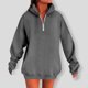 thumbnail image 5 of HongQid Women's Casual Long Sleeve Lapel Zipper Sweatshirt Oversized Loose Pullover Tops, 5 of 7