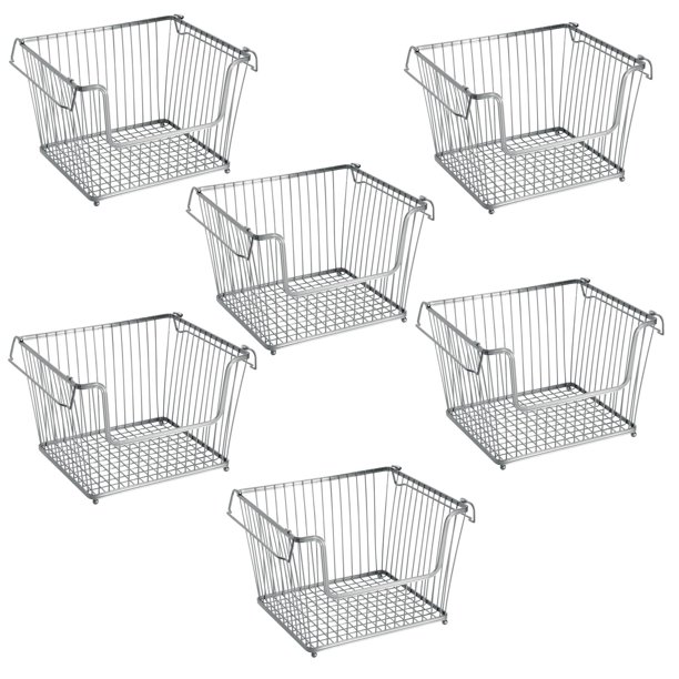 mDesign Modern Stackable Metal Food Storage Organizer Bin Basket with