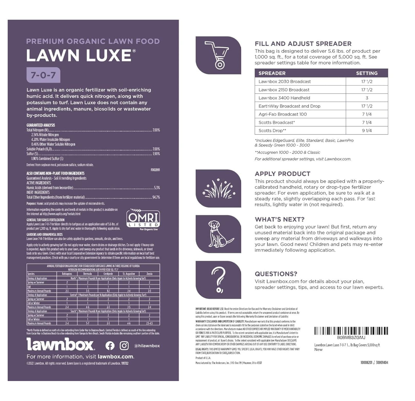 Lawn Luxe 7-0-7 100% Organic Summer Grass Fertilizer 28 lb Bag Covers 5,000 sq ft…