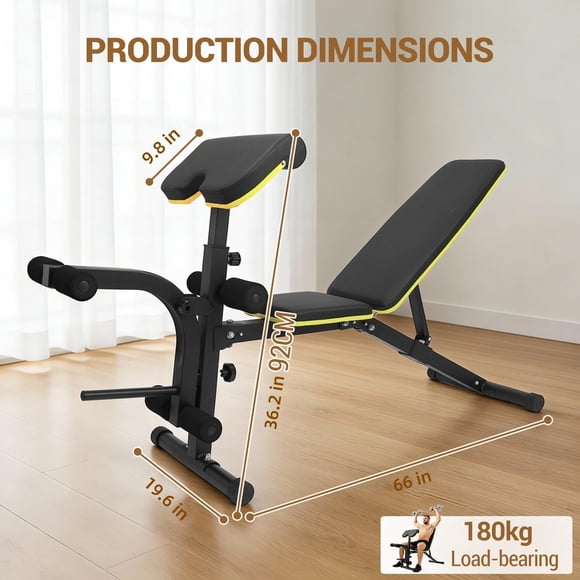 EDTara Adjustable Weight Bench With Leg Extension & Leg Curl, Multi-Functional Flat/Incline/Decline Bench, Thick Padded for Full Body Workouts, Heavy Duty Home Gym, 396 Lb Weight Capacity