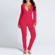 thumbnail image 2 of Pijama con solapa abotonada funcional para adultos, ropa de dormir de una pieza, color rojo, de manga larga, para el hogar, para Navidad, novedad de 2021, 2 of 4