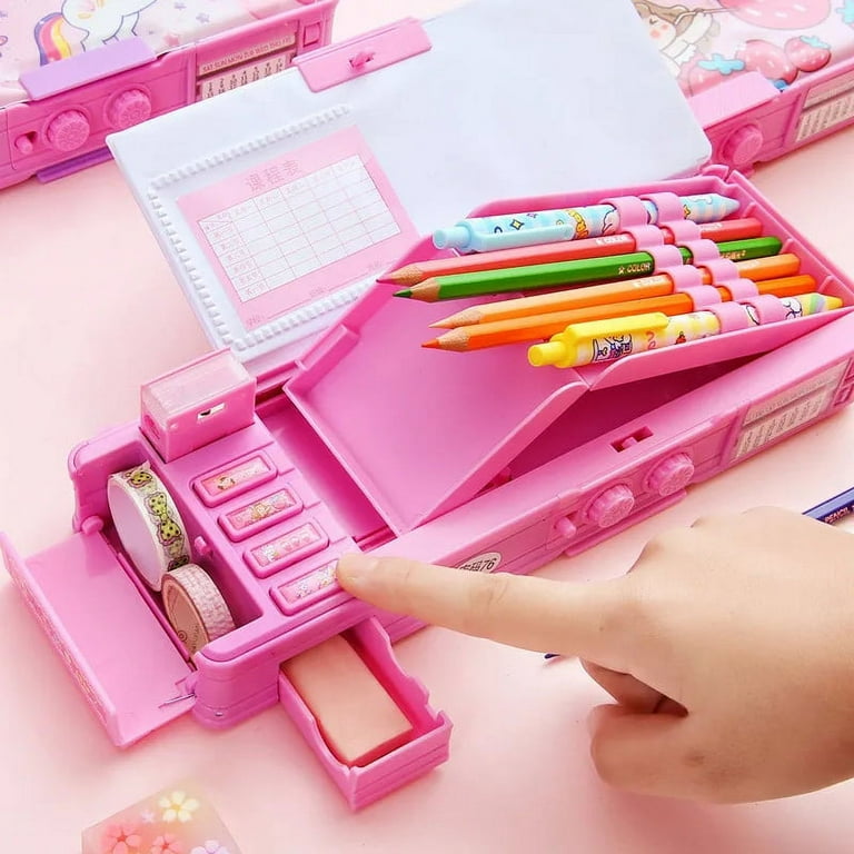Multifunction Pencil Box With Double Password Lock, Large Capacity Plastic  Stationery Case Combination Lock Pencil Box Organizer(sweet Time)