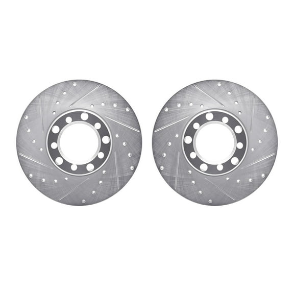 Dynamic Friction Company Front Brake Rotors-Drilled and Slotted-Silver 7002-63009