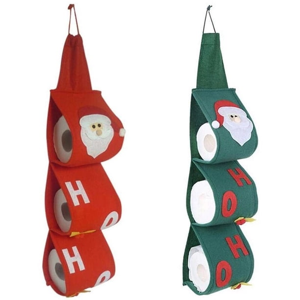 3 Layers Christmas Santa Claus Towel Toilet Roll Paper Covers Storage Bag Napkin Tissue Box Holder Christmas Party DecorationStyle 2 GreenUnited States He Qiyong unisex