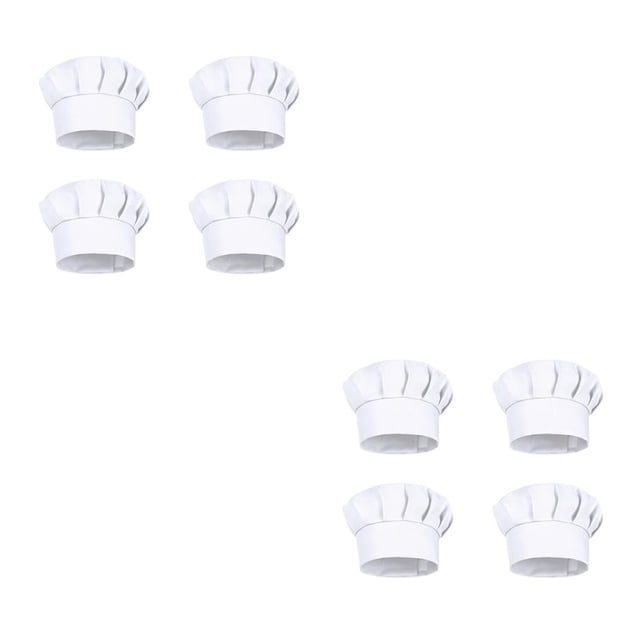 Qarigey 4Pcs Kids White Chef Hats Elastic Costume Funny BBQ Kindergarten Hat Children Caps Household Cooking Cake Professional Toy 2piezas