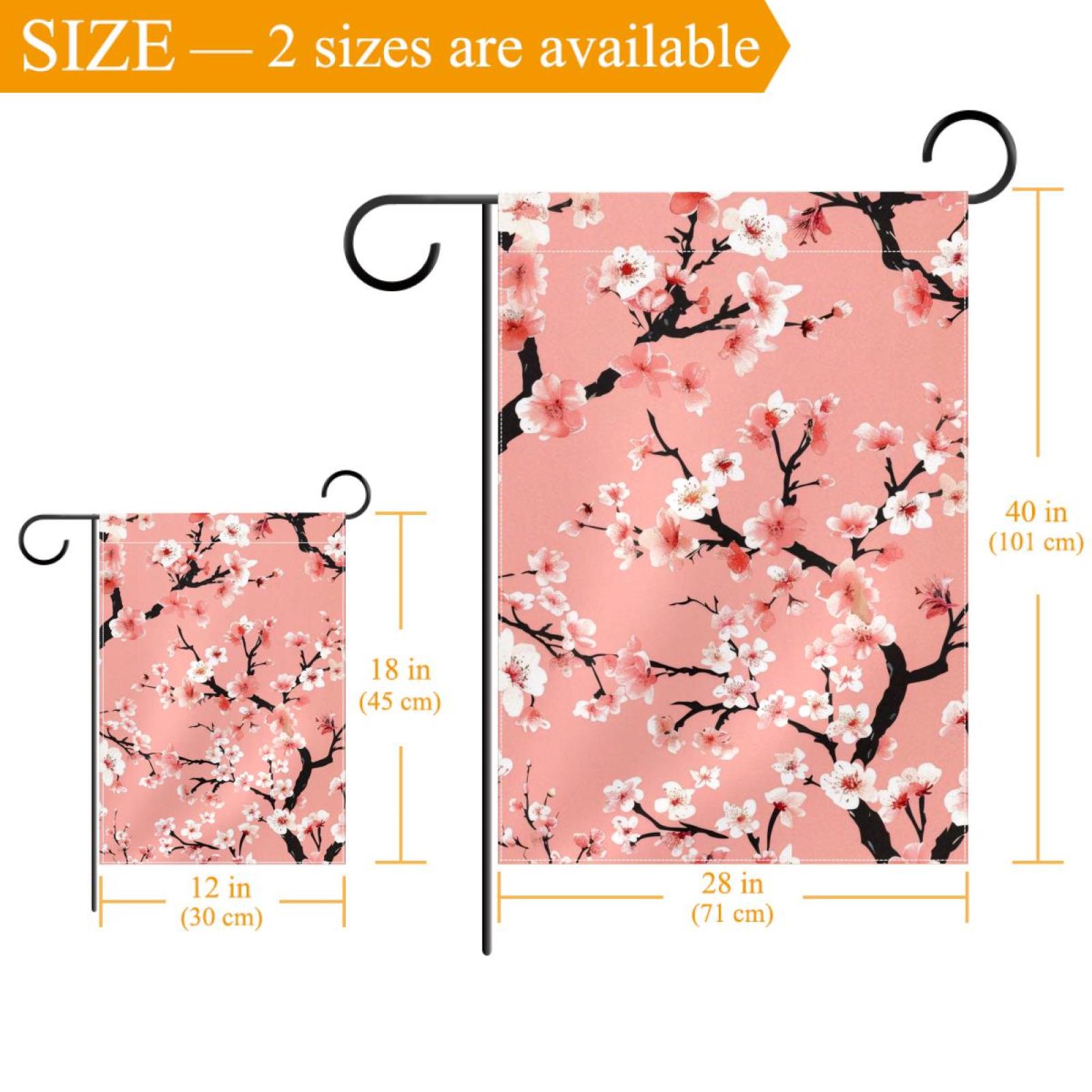 Welcome Beautiful Cherry Blossom Pattern Pink Garden Flag, Vertical Double Sided Small House Flag, Yard Farmhouse Outdoor Deck Veranda Lawn Decor 28x40 Inch