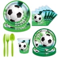 thumbnail image 3 of Traje de fiesta de cumpleaños infantil con temática de fútbol Vaso de papel desechable Plato de papel Toalla de papel Mantel Plato de papel para fiesta Plato de cena, 3 of 6