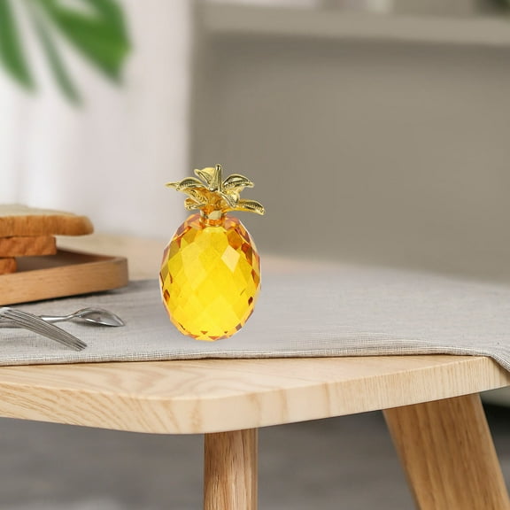 Masteelf Crystal Pineapple Ornament Decorative Crystal Fruit Sculpture Pineapple Paperweight Tabletop Centerpiece