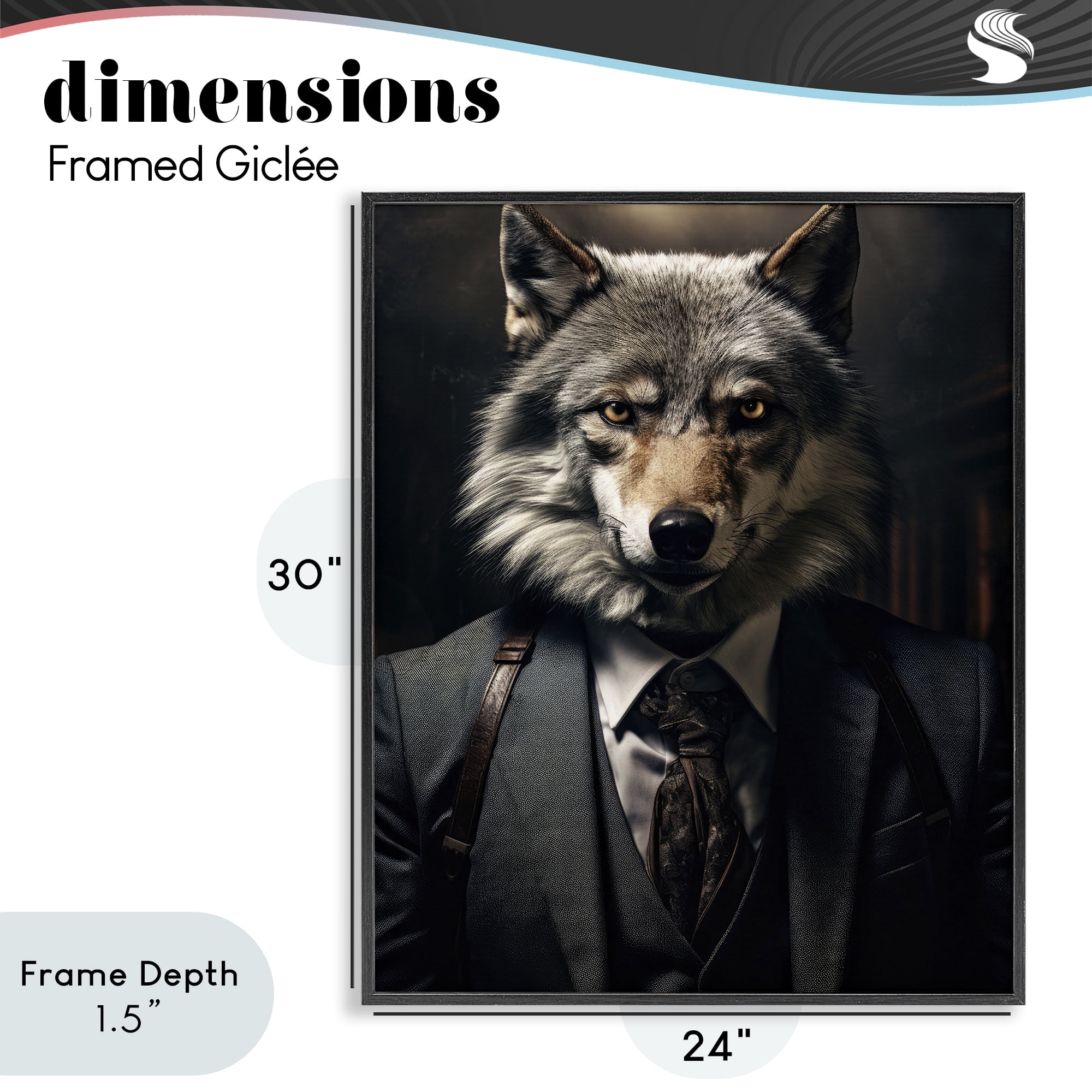 Stupell Industries Trendy Wall Street Wolf Black Framed Giclee Art, design by Ray Powers