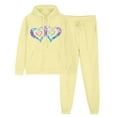 thumbnail image 2 of ibuvkizy Fall Sets Women 2 Piece Outfits!Men's and Women's Sports Tracksuits Long Sleeve Pullover Hoodies Sweatshirt Loose Coat and Sweatpants Fall Winter Suit Yellow,L, 2 of 7