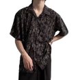 thumbnail image 4 of Tops de blusas de verano para hombres, camisas de manga corta con estampado floral para hombres Camisas con botones de manga corta para hombres Máxima comodidad, 4 of 8