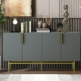 thumbnail image 2 of Accent Cabinet with 4 Doors, Atumon Buffet Cabinet with Gold Metal Legs and Adjustable Shelves, Modern Accent Cabinet, Heavy Duty Storage Cabinet Furniture for Kitchen Dining Room Living Room, Gray, 2 of 10