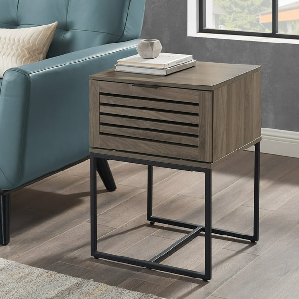 Manor Park Niantic Modern Slat Door End Table, Slate Grey