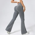 thumbnail image 3 of Ribbed Leggings for Women High Waisted Tummy Control Flared Leggings Stretch Soft Yoga Pants Lifting Workout Pants, 3 of 4